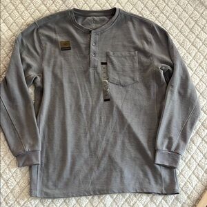Lincoln  Outfitters stain resistant  Gray Long-Sleeve Henley with Chest Pocket